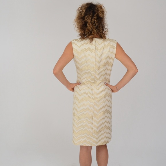 Vintage 1960s cream, gold and silver lurex dress - Picture 4 of 9